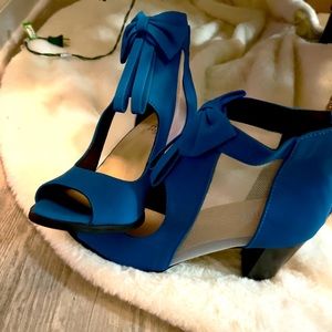 Blue Ankle Heels with Bow